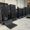 RCF powered line array: 22x HDL 6-A + 8x HDL 12-AS + rigging